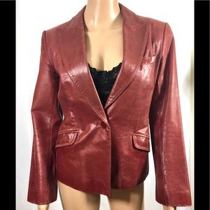 Express Burgundy Leather Jacket SZ 1/2